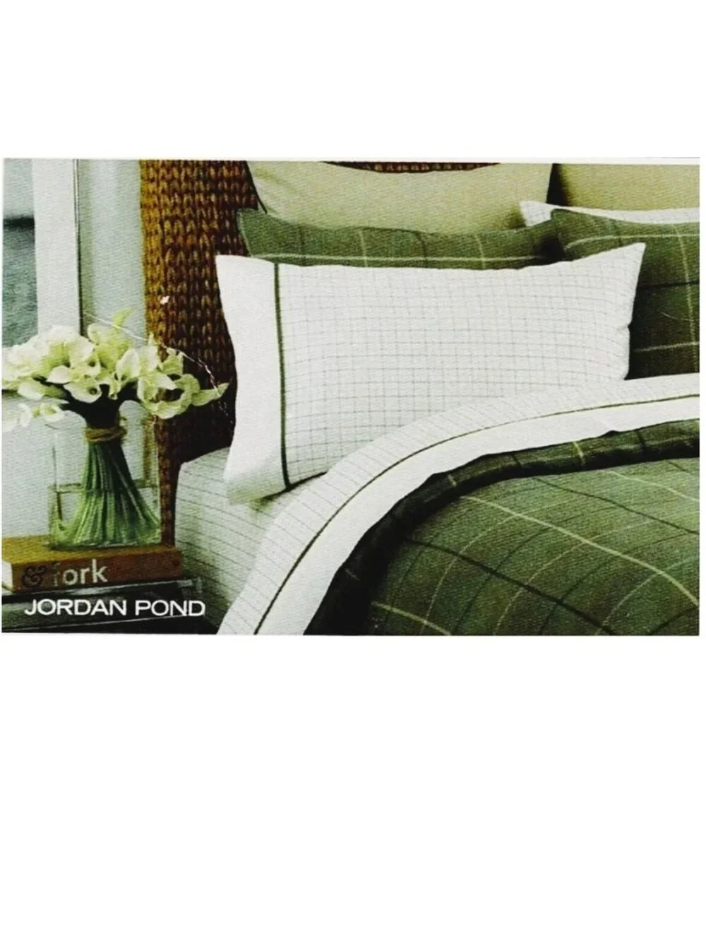FULL COTTON SATEEN Deep Fitted Sheet Set~Nautica green Tattersall Gingham~350tc